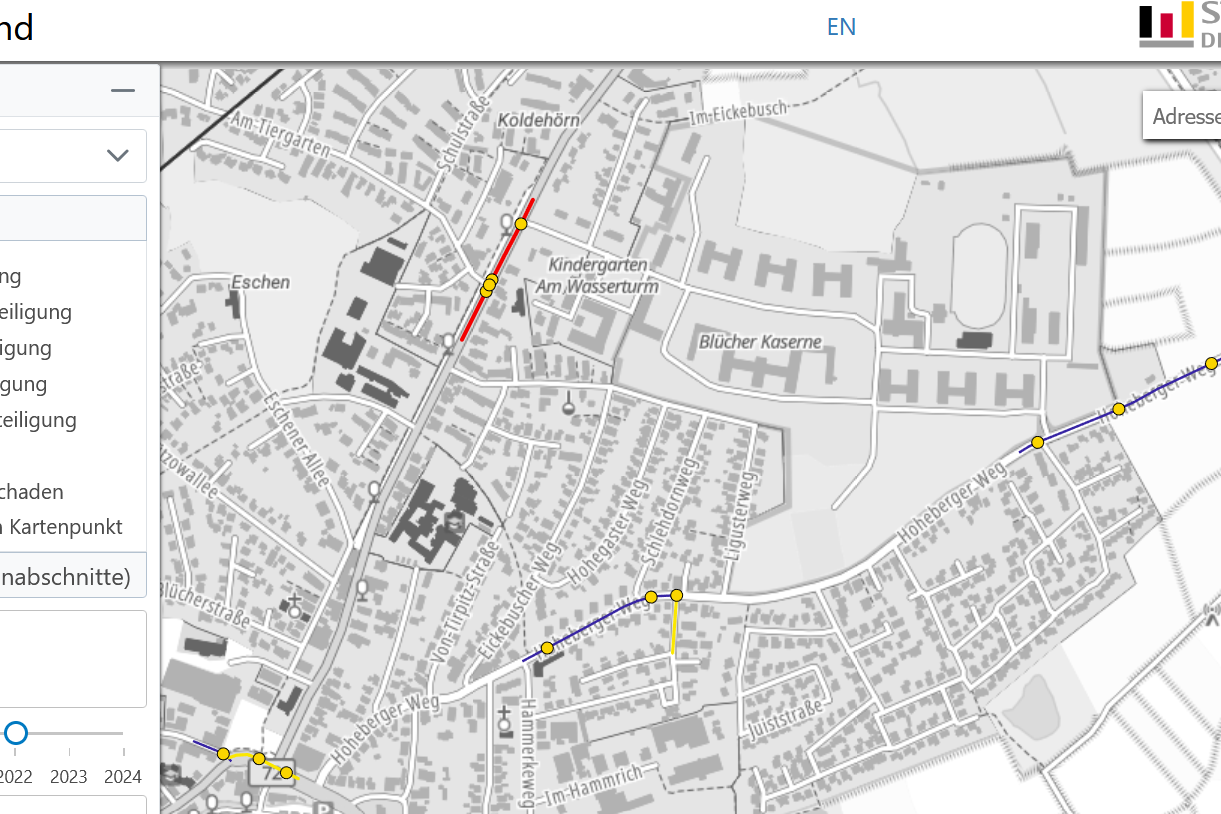 Unfallatlas Deutschland - Ausschnitt Hoheberger Weg Unfallatlas Deutschland - Ausschnitt Hoheberger Weg